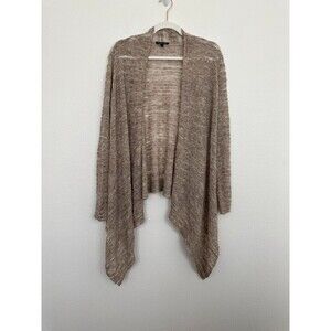 Eileen Fisher Women's Open Front Baby Alpaca Waterfall Cardigan Beige Size Large